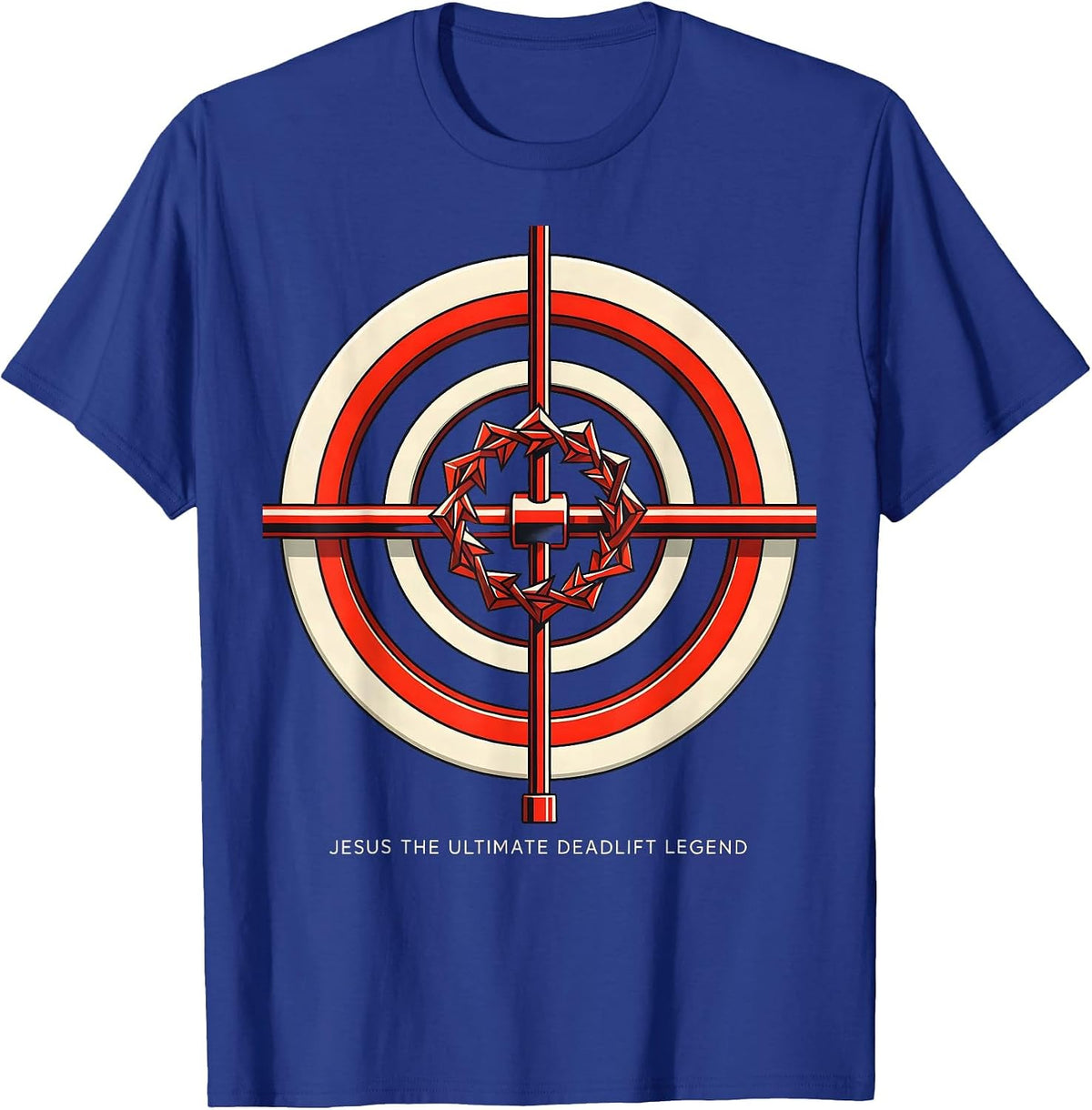 Men's Jesus The Ultimate Deadlift Legend Geometric Christian Gym T-Shirt - Royal Blue