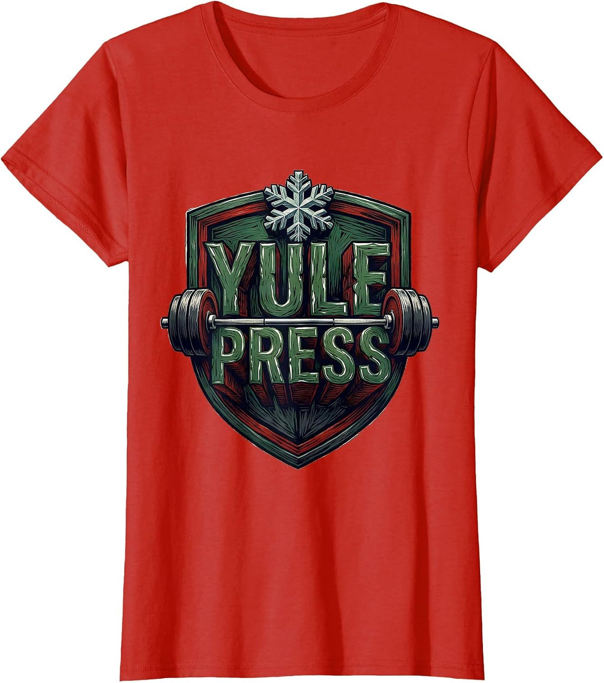 Yule Press Funny Christmas Gym Workout Weightlifting Humor T-Shirt - Red