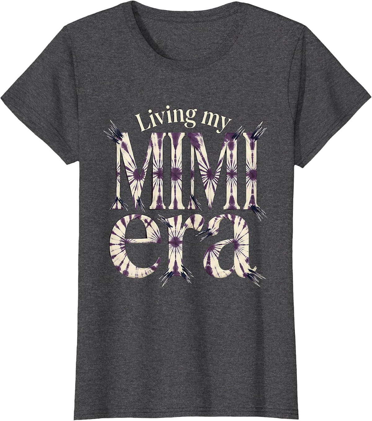 Women's Living My Mimi Era Proud Grandma Design T-Shirt - Dark Heather Grey