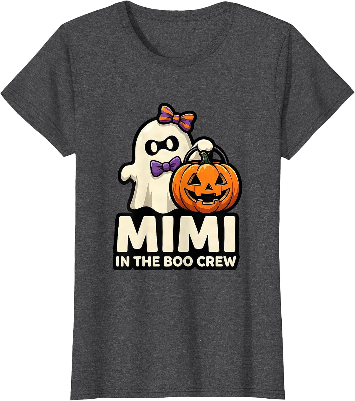 Women's Mimi in the Boo Crew Cute Ghost Halloween Family Matching T-Shirt - Dark Heather Grey
