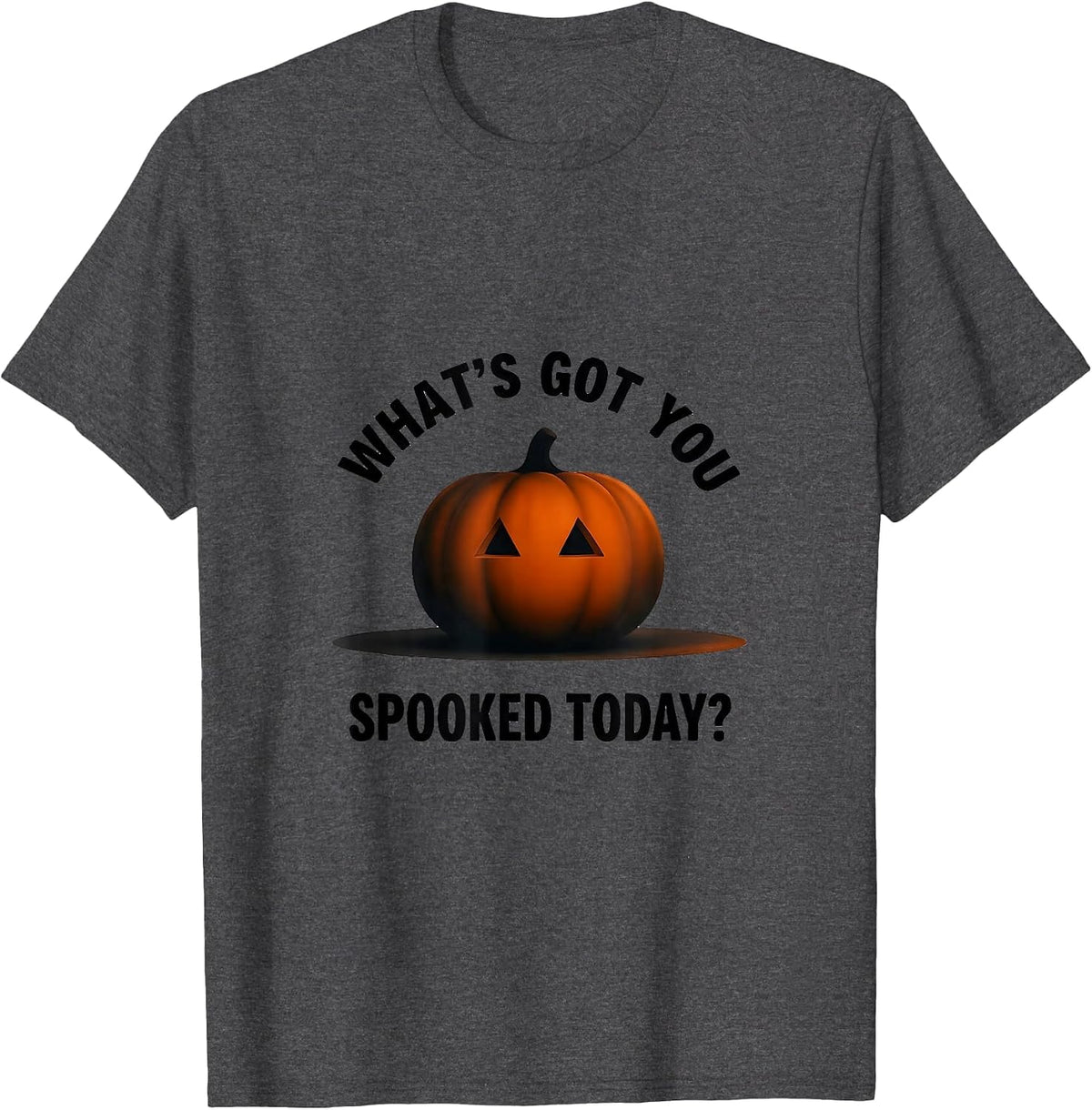 Men's What's Got You Spooked Today Minimalist Halloween School T-Shirt - Dark Heather Grey
