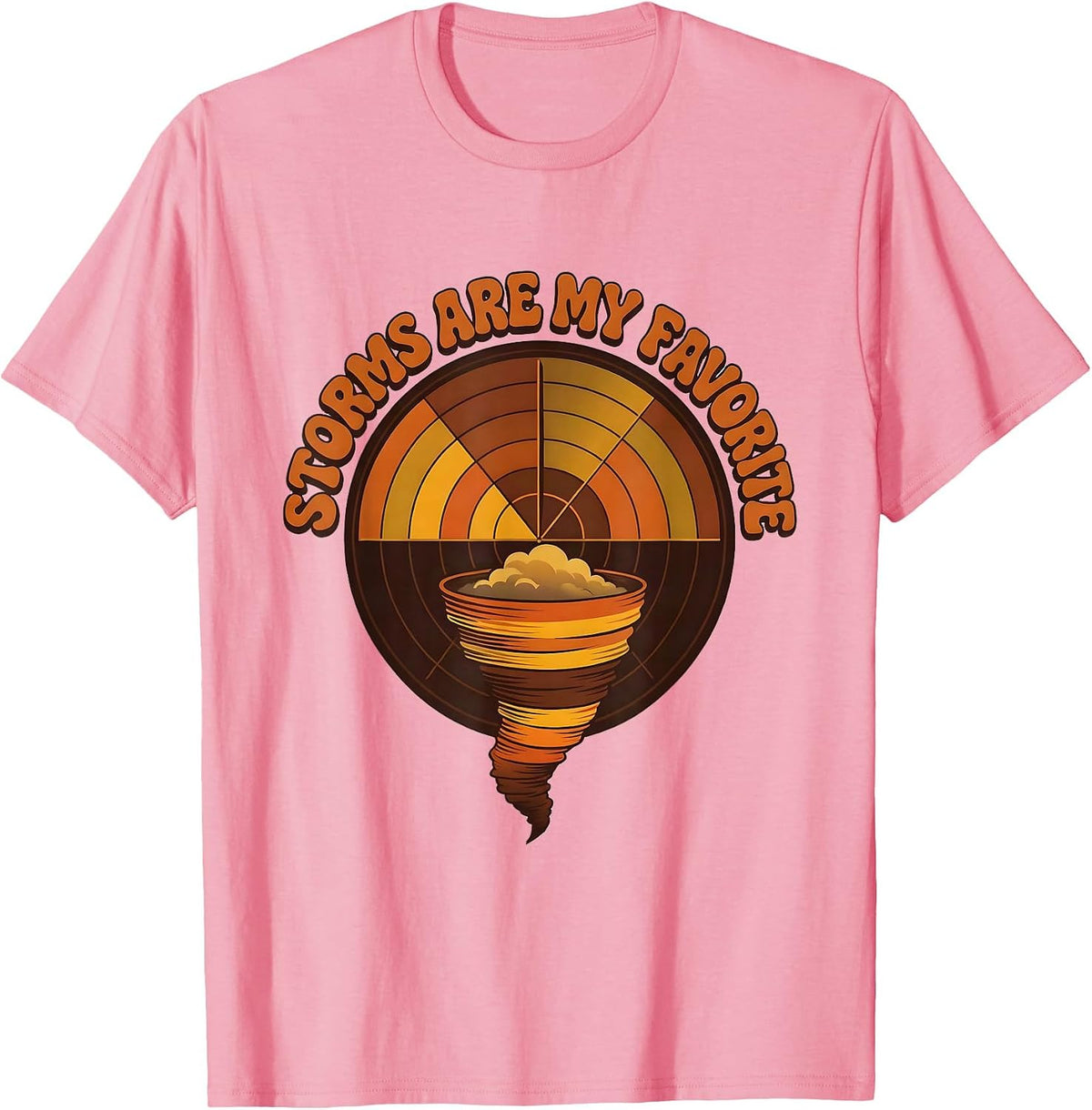Men's Storms Are My Favorite Retro 70s Tornado Chaser Meteorology T-Shirt - Pink