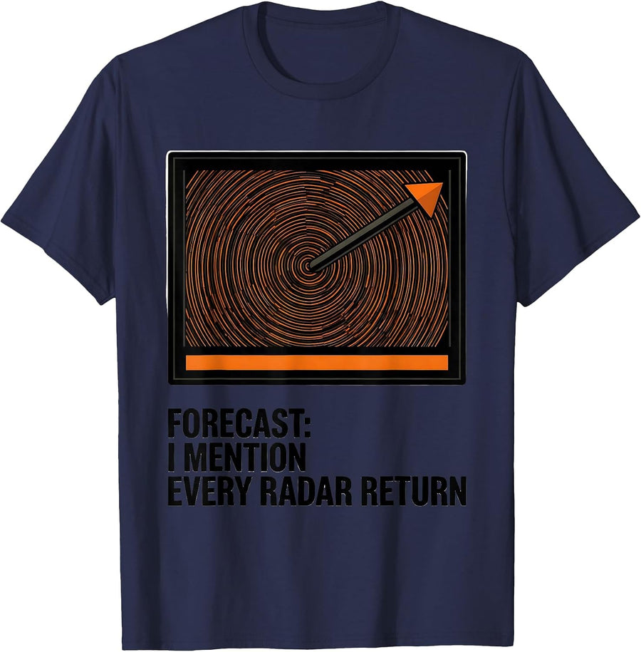 Forecast: I Mention Every Radar Return Brutalist Meteorology T-Shirt - Navy Blue