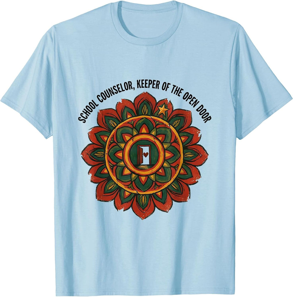 Men's School Counselor, Keeper Of The Open Door Funny T-Shirt - Baby Blue
