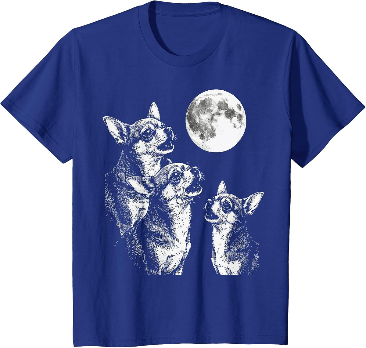 Chihuahua Howling At Moon T-Shirt - Royal Blue