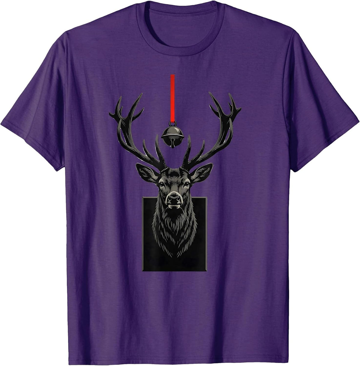 Men's Deer Head Trophy Christmas Bell Hunting Humor T-Shirt - Purple