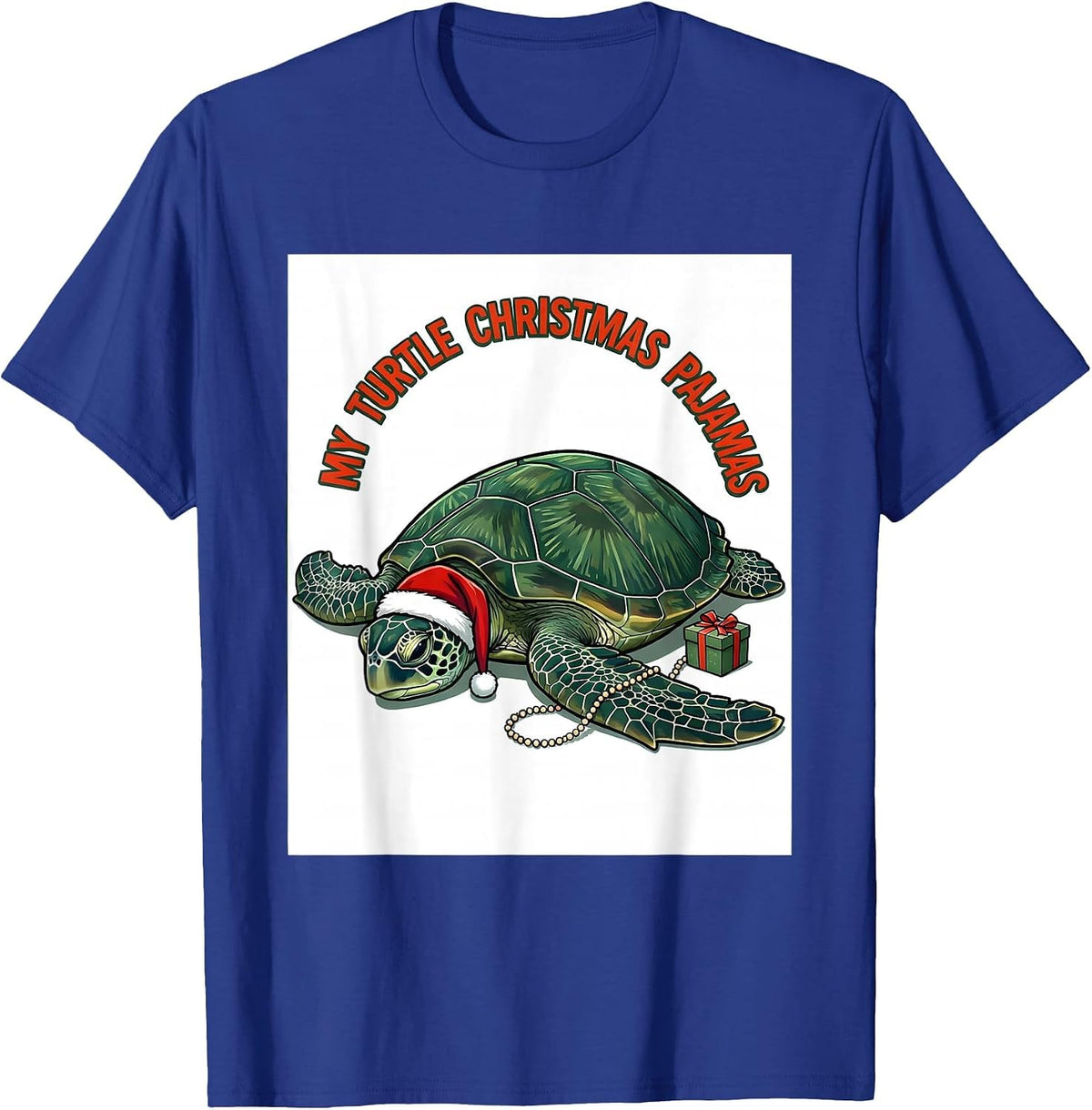 My Turtle Christmas Pajamas Whimsical Holiday Sea Turtle T-Shirt - Royal Blue