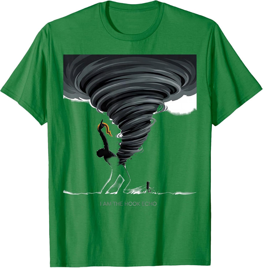 Men's I Am The Hook Echo Editorial Conceptual Storm Chaser T-Shirt - Kelly Green