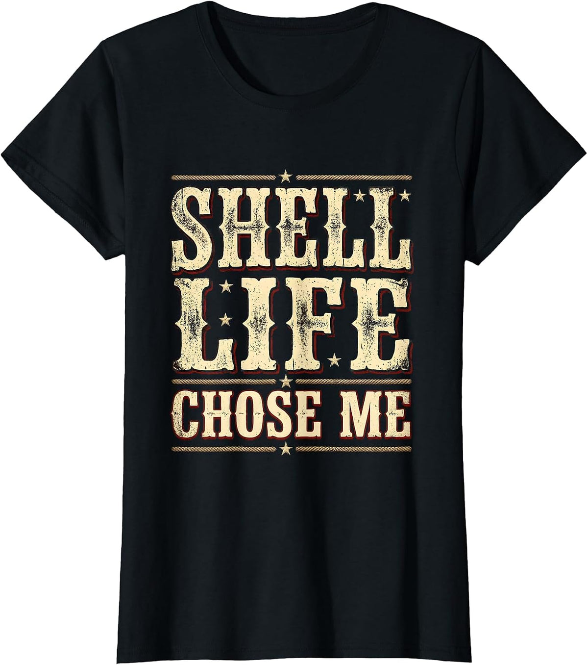 Shell Life Chose Me Funny Turtle Design T-Shirt - Black