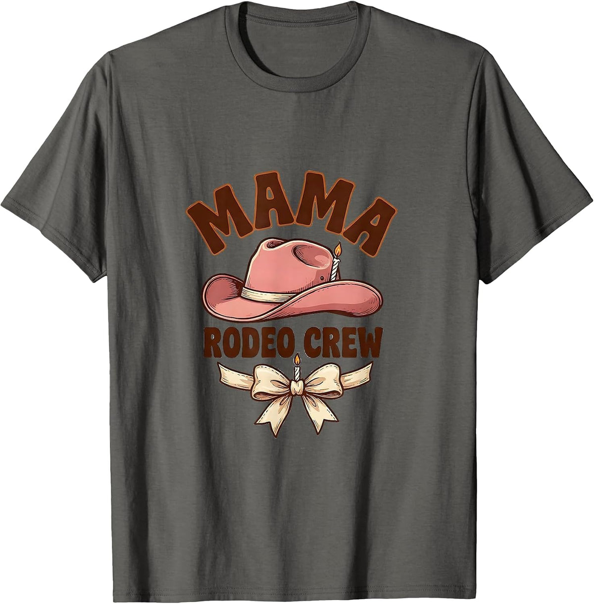 Mama, Rodeo Crew Playful Feminine Cowgirl Birthday Party T-Shirt - Asphalt Grey