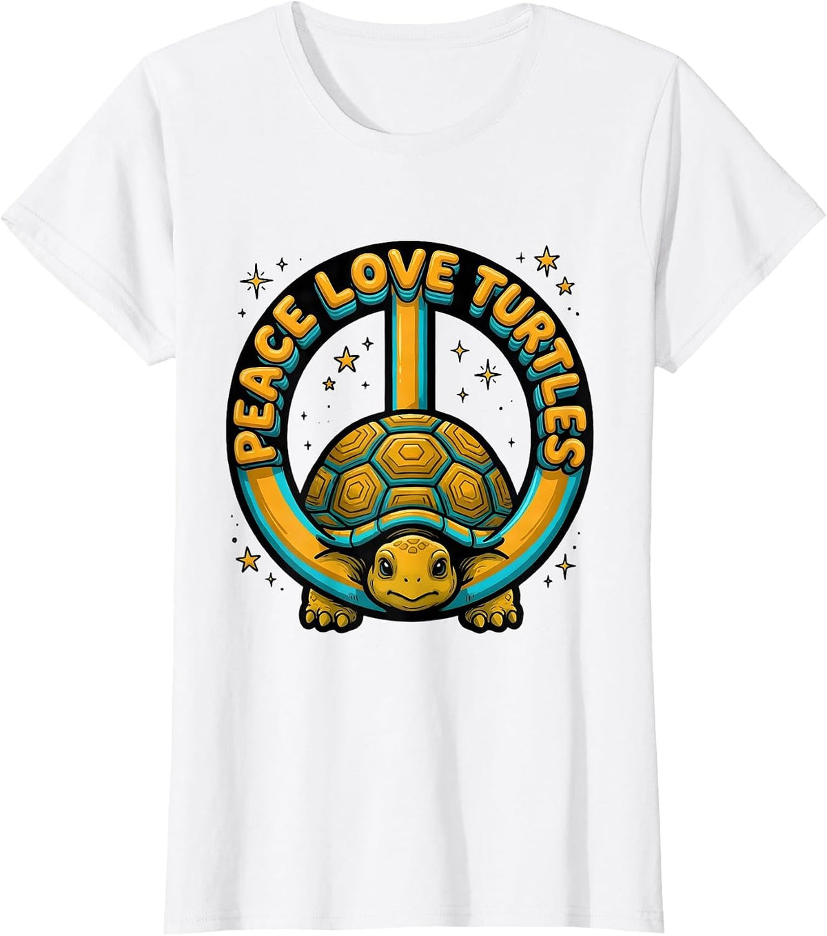 Peace Love Turtles Retro Hippie 60s 70s Peace Sign Nostalgia T-Shirt - White