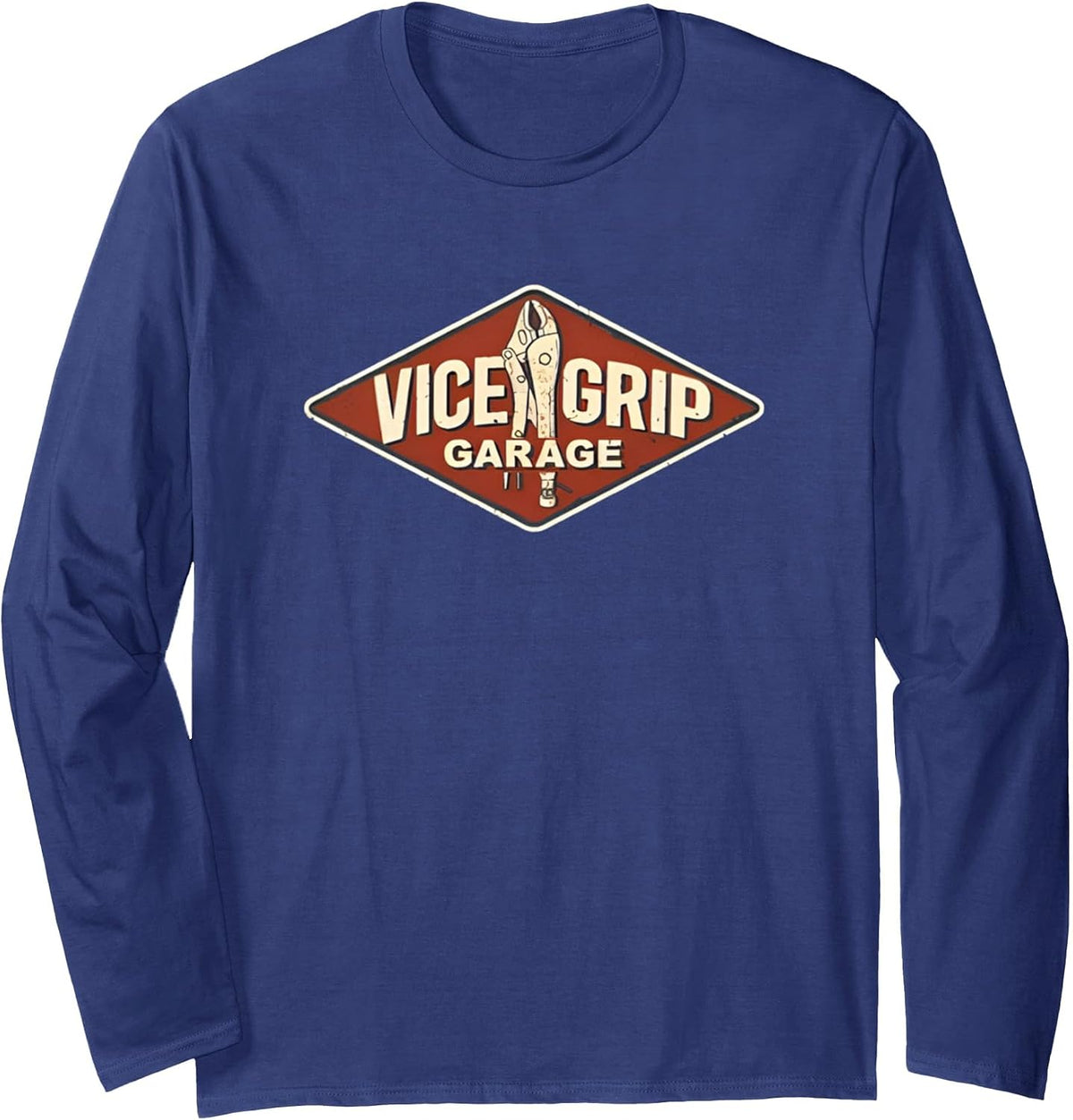 Vice Grip Garage Mechanic Dad Joke Handyman Grandpa Funny Long Sleeve T-Shirt - Adult Unisex Navy Blue