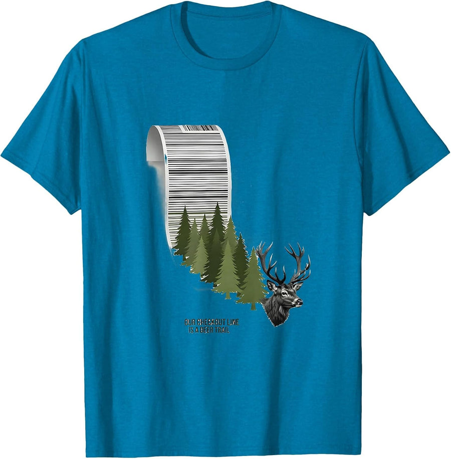 Our Checkout Line Is A Deer Trail Funny Deer Hunting Dad T-Shirt - Sapphire Blue