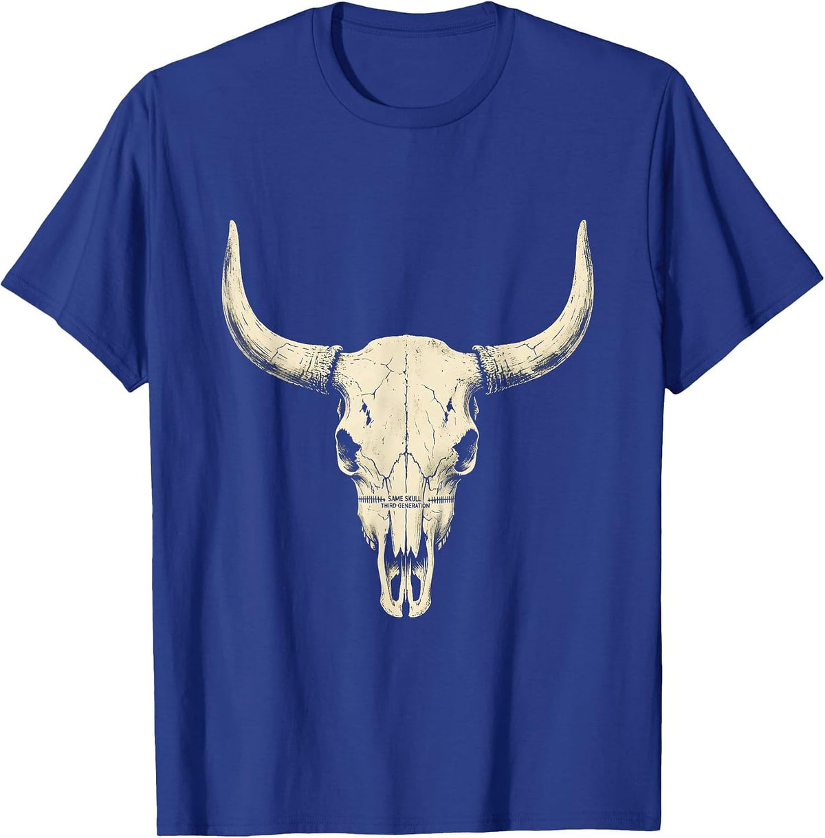 Men's Same Skull Third Generation Vintage Western Cowboy Cowgirl T-Shirt - Royal Blue