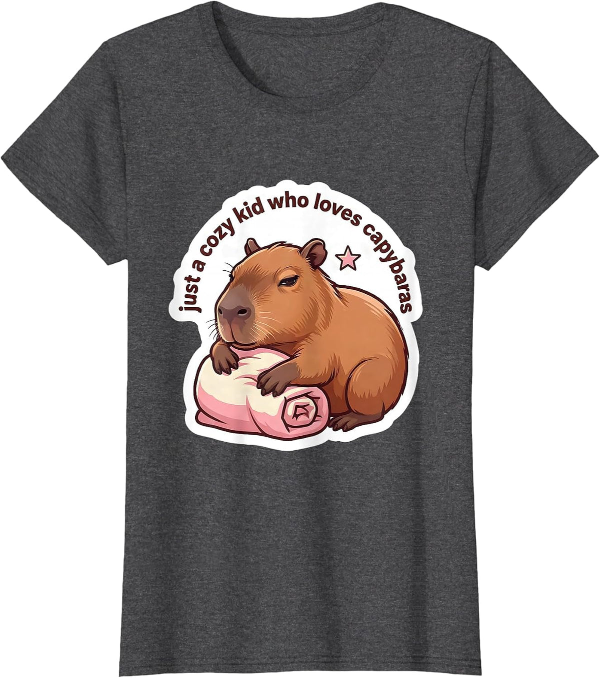 Women's just a cozy kid who loves capybaras Funny Capybara Gamer T-Shirt - Dark Heather Grey