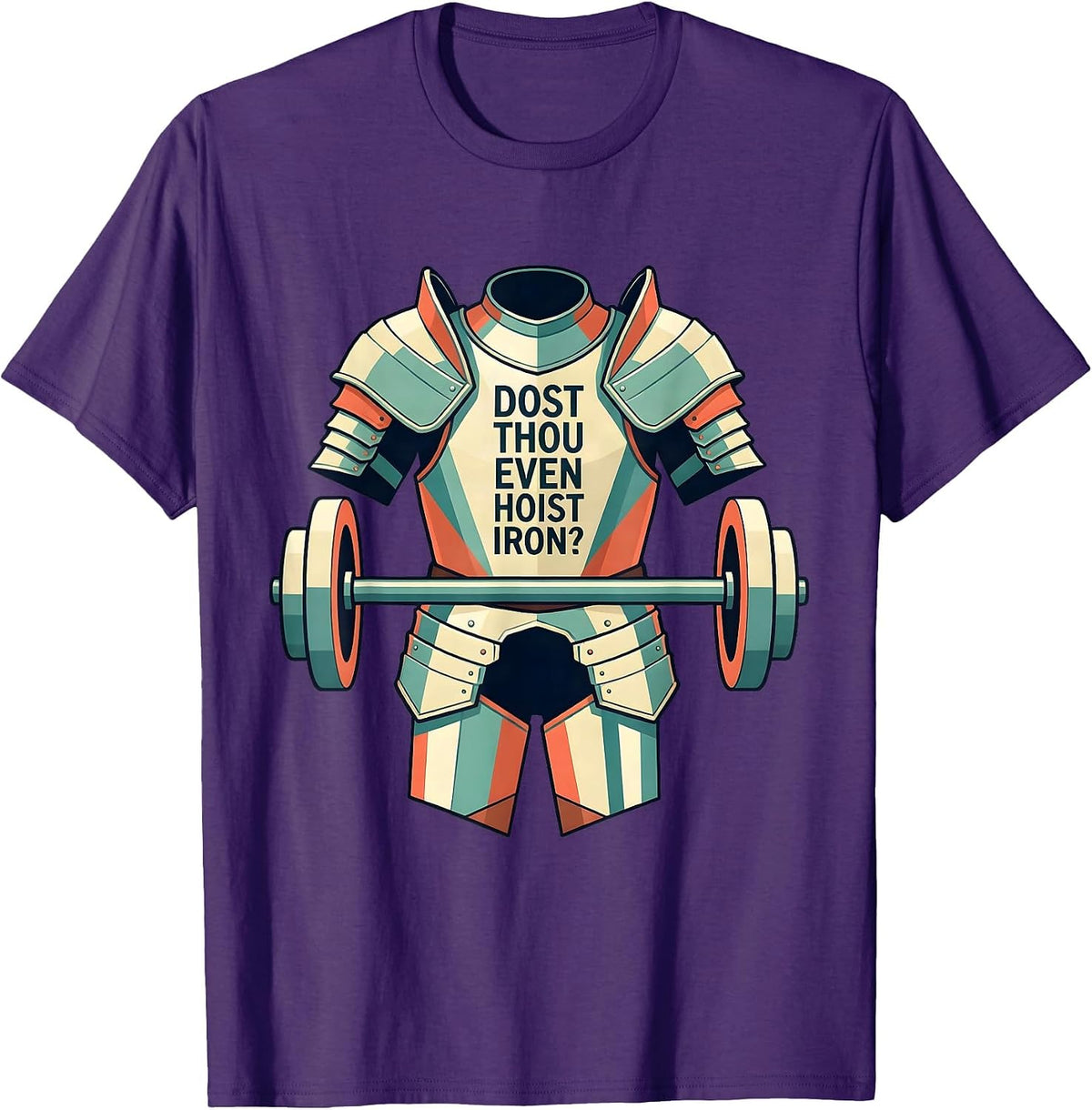 Dost Thou Even Hoist Iron Funny Medieval Gym Meme Lifter T-Shirt - Purple