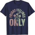 Friday Feelings Only Good Vibes Design T-Shirt - Navy Blue