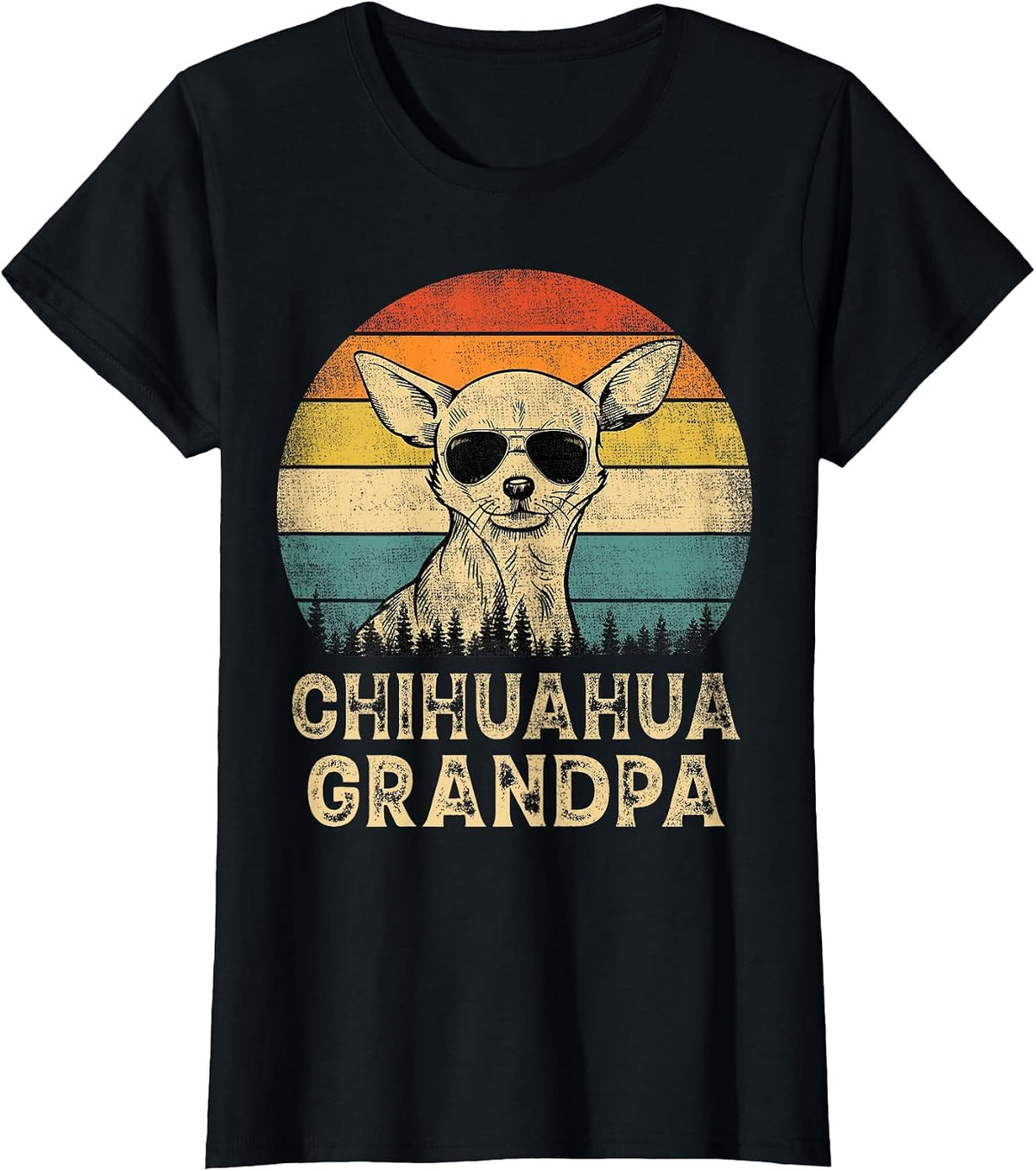 Vintage Chihuahua Grandpa Dog Lovers Father's Day T-Shirt - Black