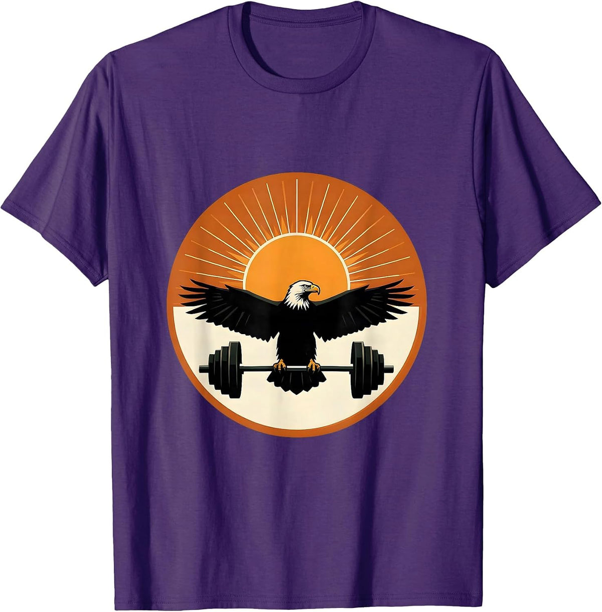 Bold Eagle Barbell Athleisure Fall Graphic T-Shirt - Purple