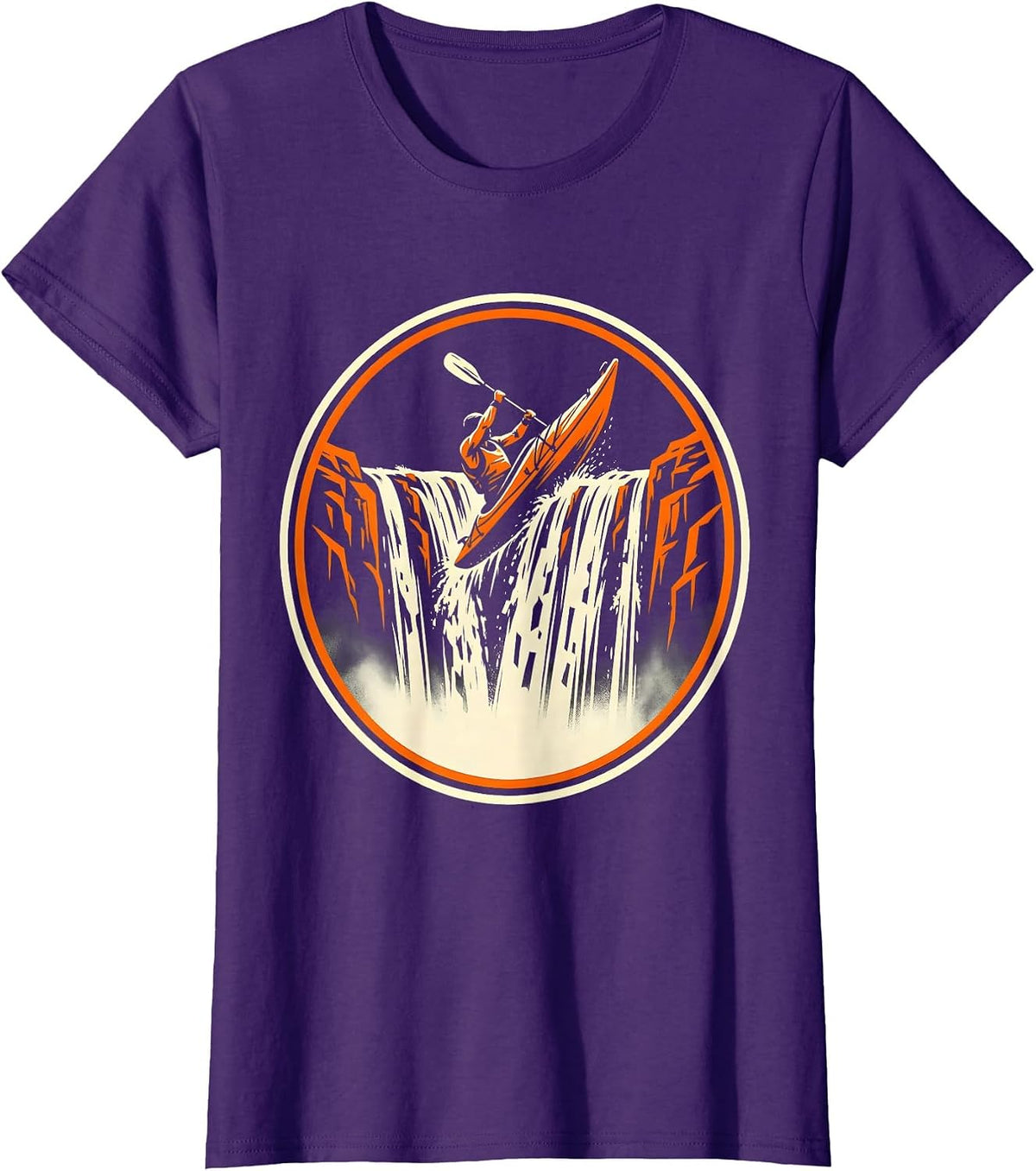 Women's Kayaker Waterfall Drop Adventure Graphic T-Shirt - Purple