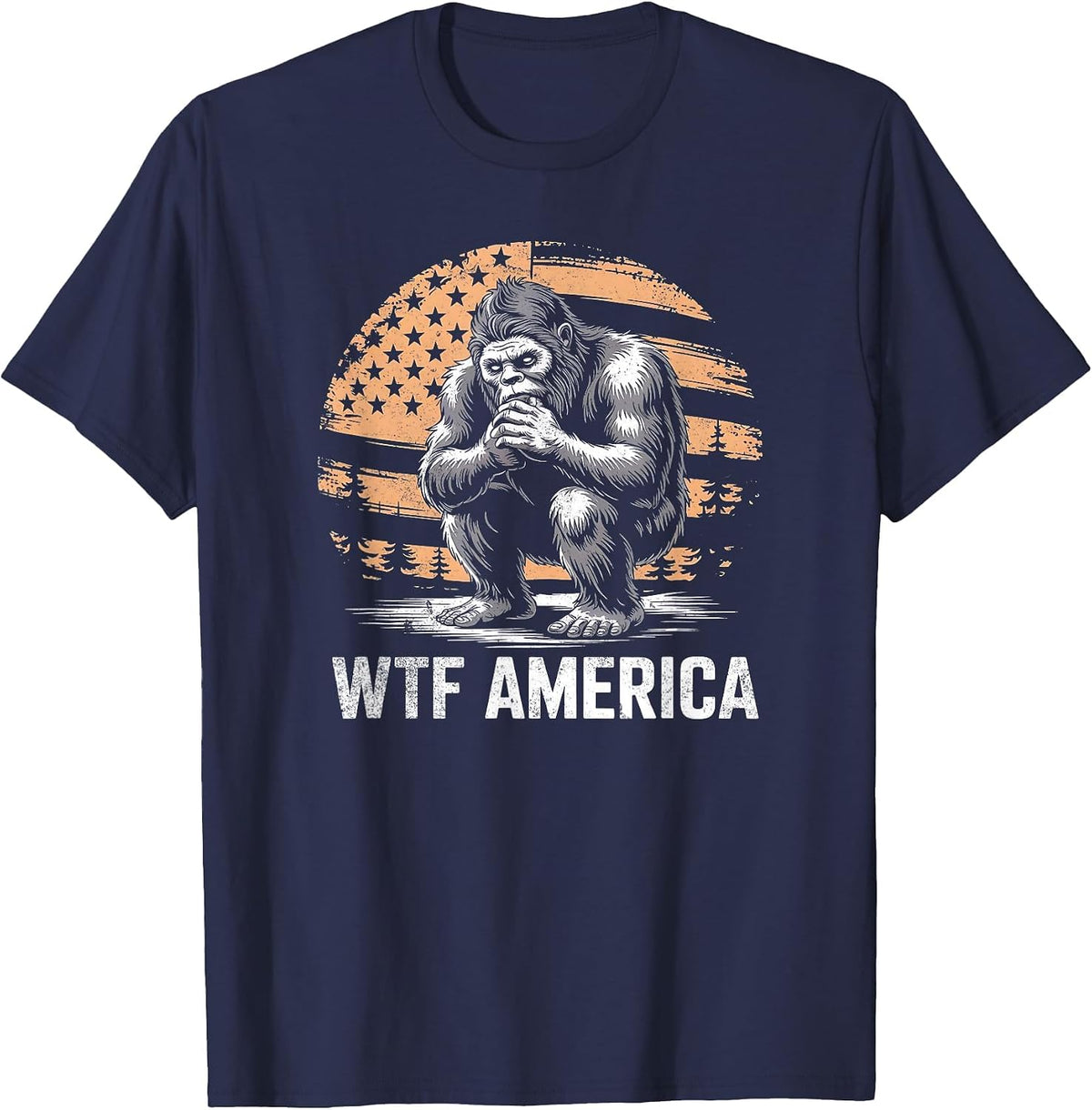 WTF America? Anti-Trump Bigfoot T-Shirt - Navy Blue