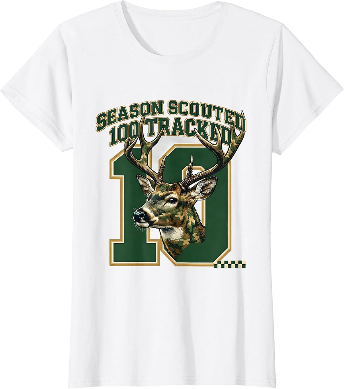 Season Scouted, 100 Tracked Sports Deer Hunting Camo Boys T-Shirt - White