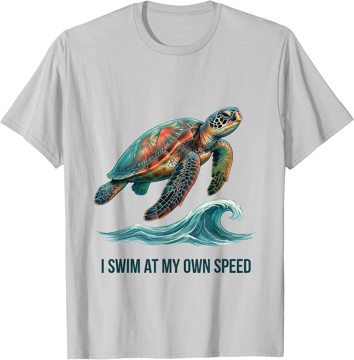 Men's I Swim At My Own Speed Funny Sea Turtle Beach Souvenir T-Shirt - Silver Grey