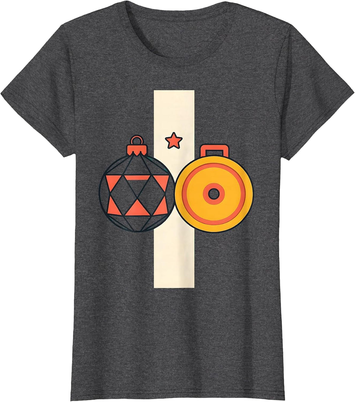 Women's Christmas Bauble Weight Plate Gym Humor Workout Gift T-Shirt - Dark Heather Grey
