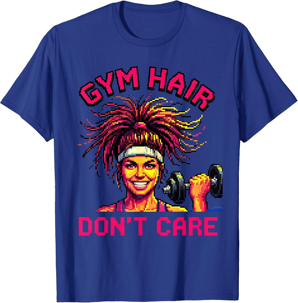 Men's Gym Hair Don't Care Funny Workout Design T-Shirt - Royal Blue