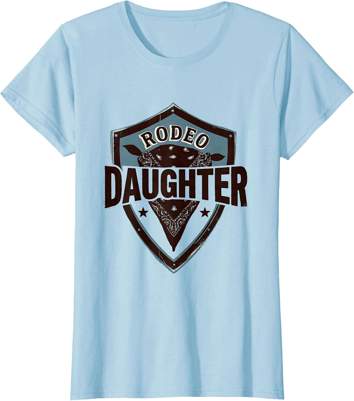 Women's Rodeo Daughter Stencil Graphic Cowgirl Birthday Party Family T-Shirt - Baby Blue