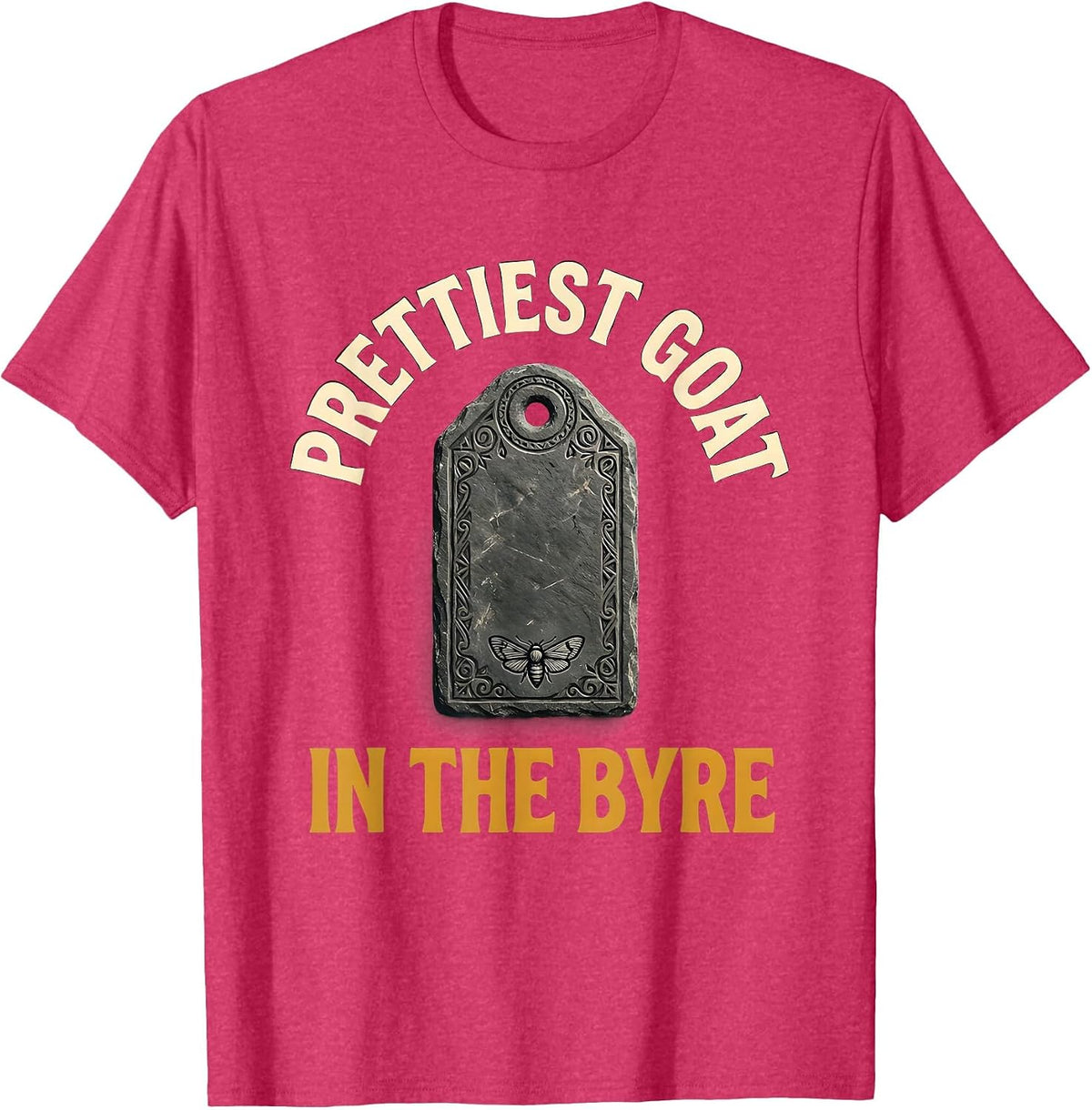 Men's Prettiest Goat In The Byre Folk Art Goth Alt Horror Folklore T-Shirt - Red Heather