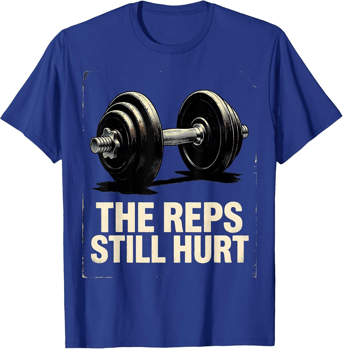 Men's The Reps Still Hurt Vintage Gym Workout Weightlifting Humor T-Shirt - Royal Blue