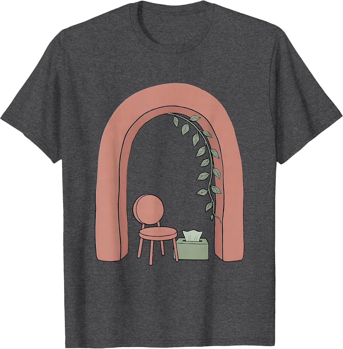Boho Doorway Counselor Chair School Psychologist Humor T-Shirt - Dark Heather Grey