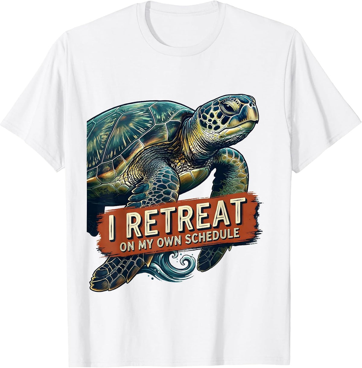 Men's I Retreat On My Own Schedule Funny Sea Turtle Ocean Animal T-Shirt - White