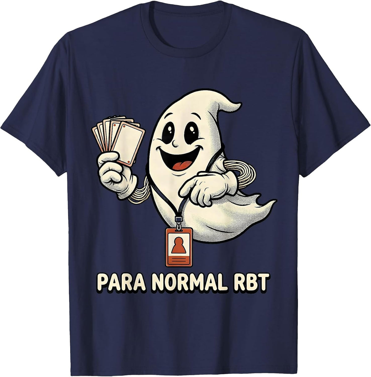 Para Normal RBT Retro Cartoon Ghost Halloween Paraeducator T-Shirt - Navy Blue