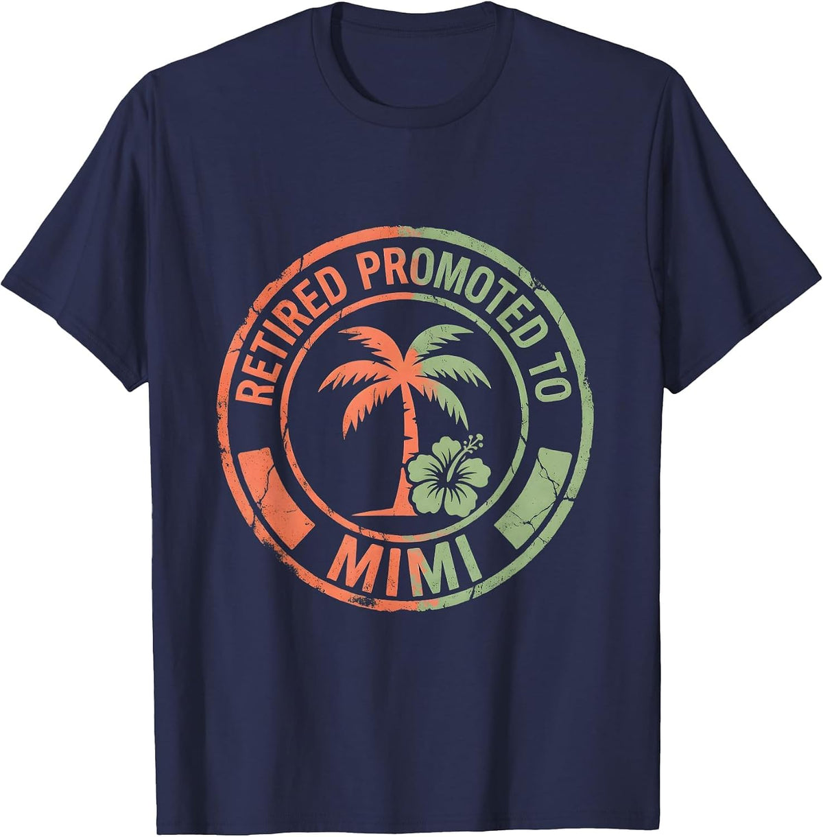 Retired Promoted to Mimi Grandmother Design T-Shirt - Navy Blue