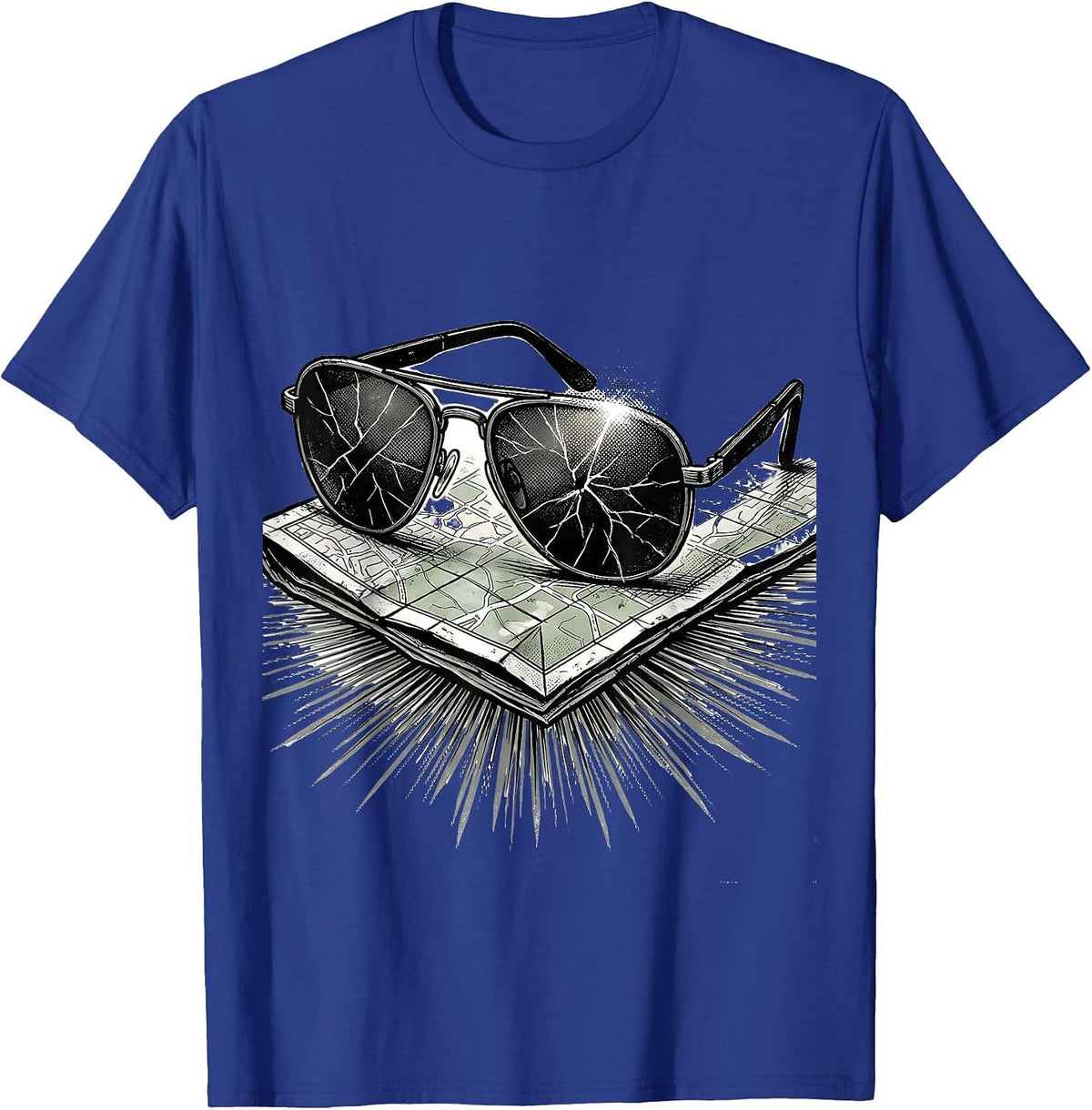 Men's Cracked Aviator Sunglasses Trucker Diesel Driver Humor T-Shirt - Royal Blue