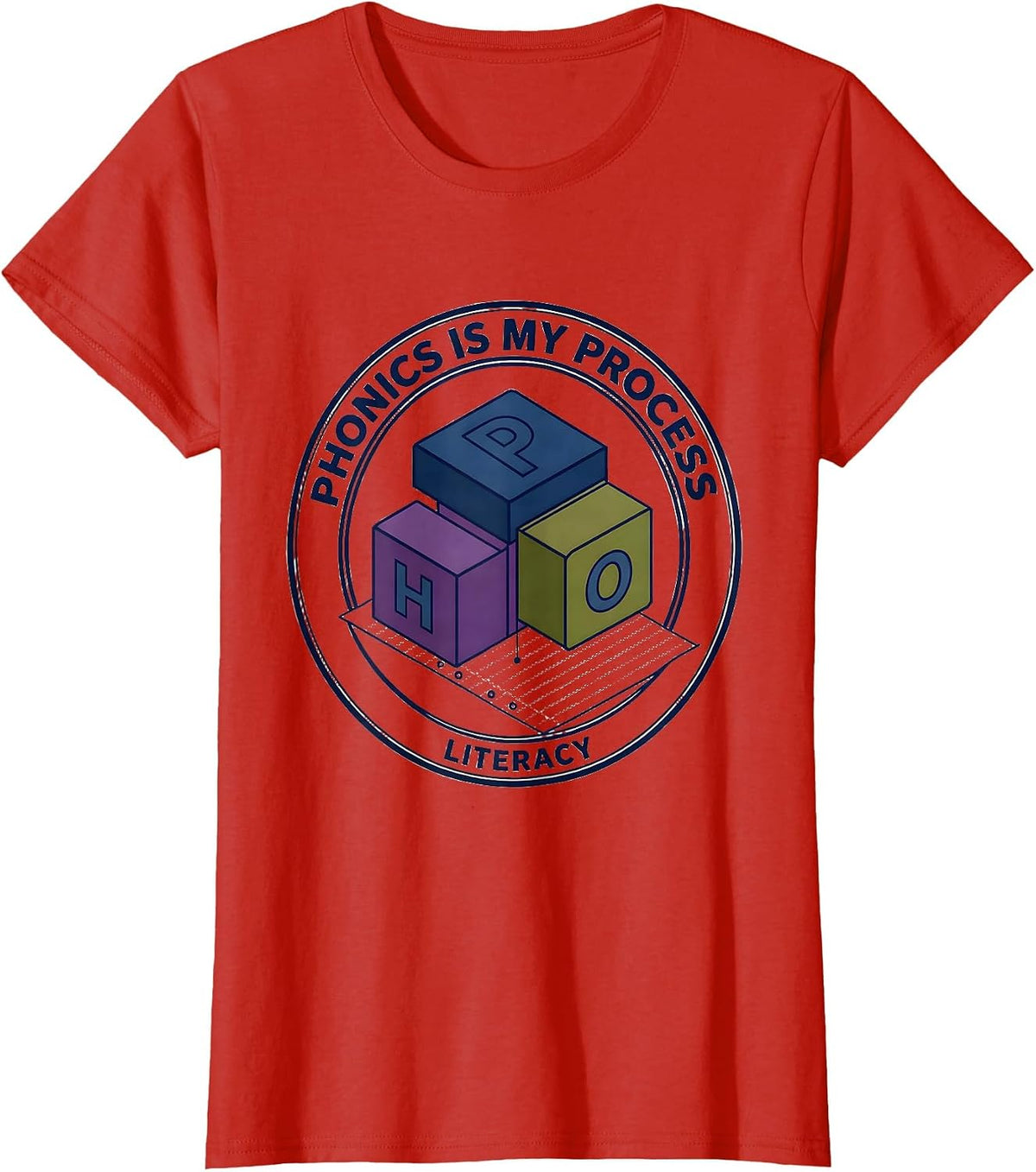 Phonics Is My Process Reading Teacher Literacy Humor T-Shirt - Red