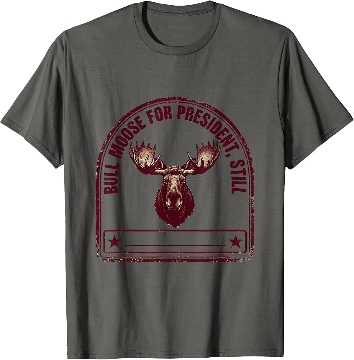 Men's Bull Moose For President, Still Political Humor Vintage T-Shirt - Asphalt Grey