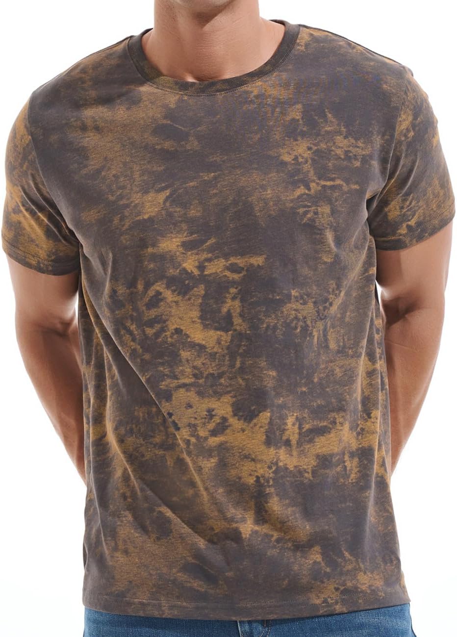 KLIEGOU Men's Crew Neck Hipster T Shirt - Casual Stylish Fitted Print Tees for Men - 550 Dark Grey