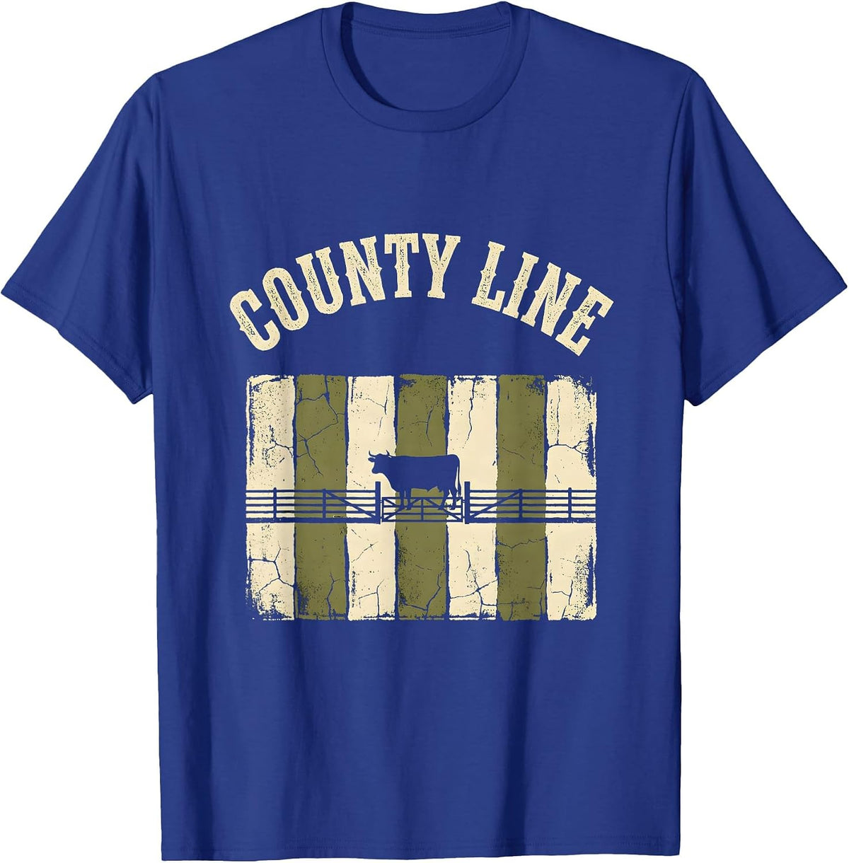 Men's COUNTY LINE Boho Western Monochrome Rural Pride T-Shirt - Royal Blue