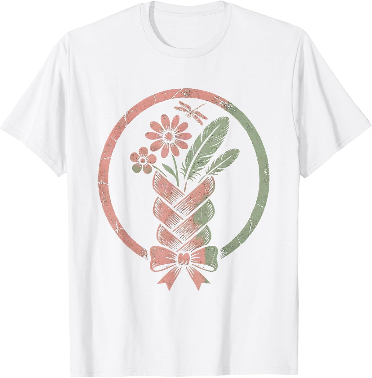 Men's Wildflower Braid Western Boho Hair Art T-Shirt - White