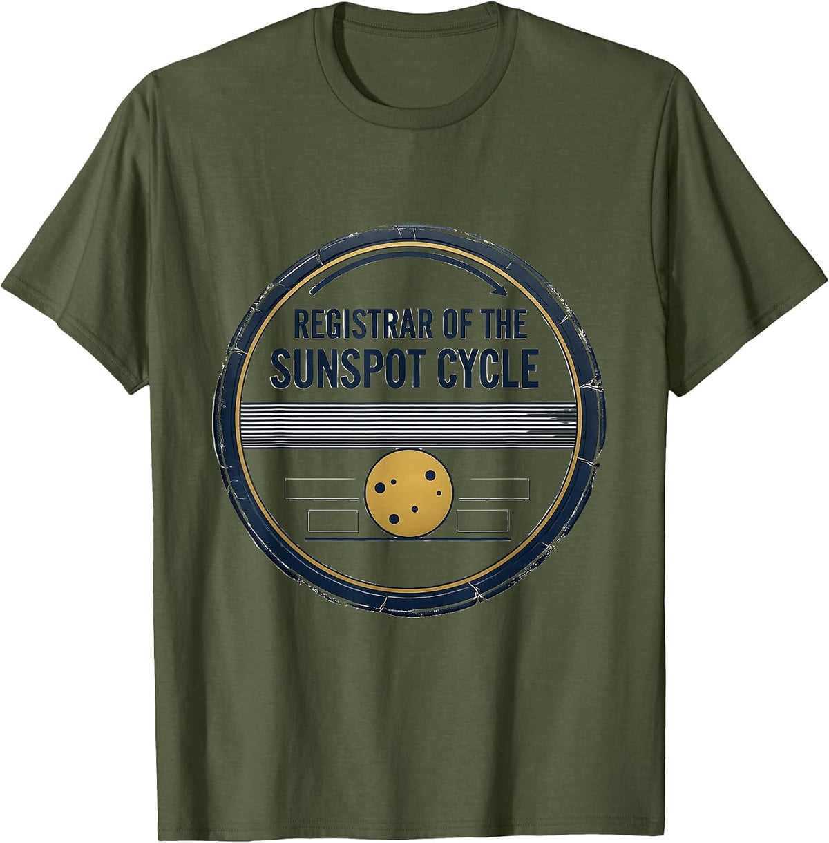 Men's Registrar of the Sunspot Cycle Funny Space Astronomy Science T-Shirt - Olive Green