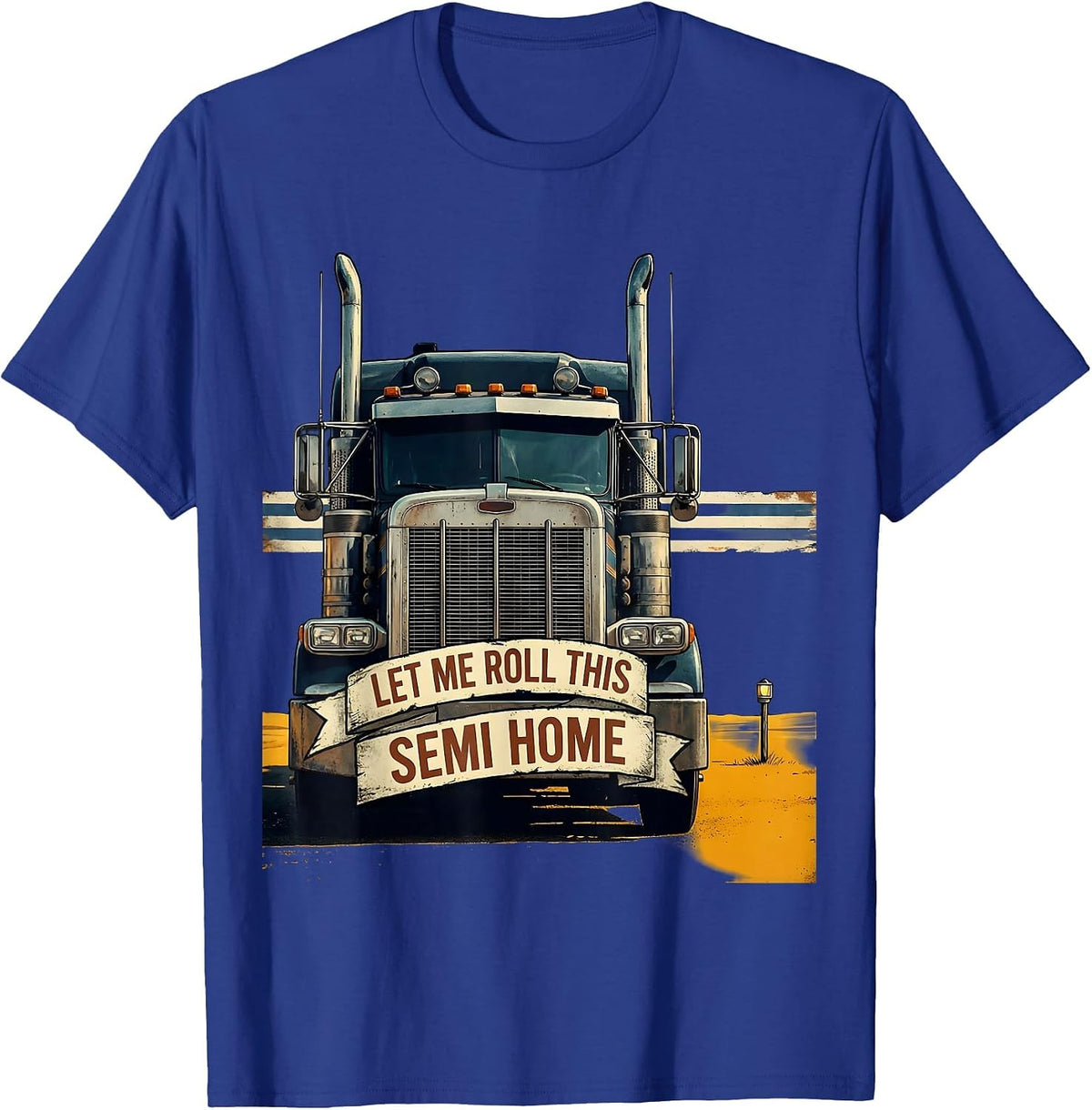 Men's Let Me Roll This Semi Home Vintage Trucker American Flag T-Shirt - Royal Blue