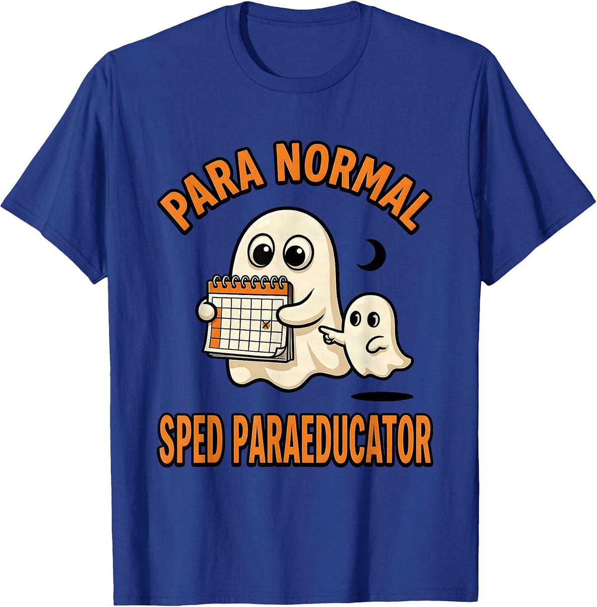 Para Normal SPED Paraeducator Cartoon Ghost Halloween T-Shirt - Royal Blue