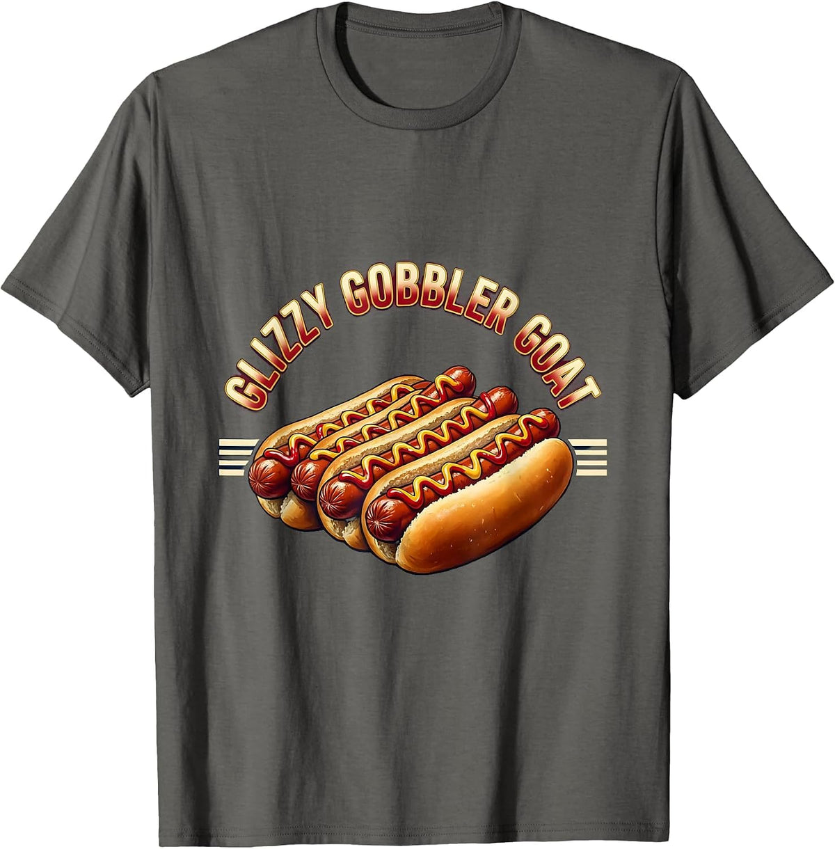Glizzy Gobbler GOAT Funny Hot Dog Meme Humor Food Lover T-Shirt - Asphalt Grey