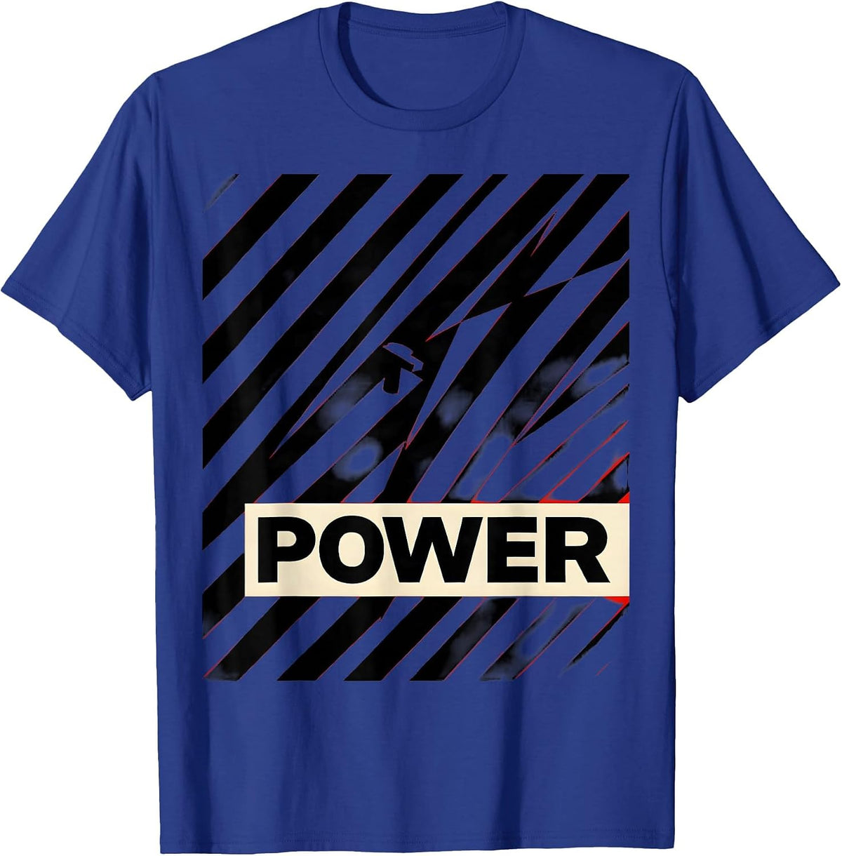 Men's POWER Bold Constructivist Lightning Bolt Graphic Icon T-Shirt - Royal Blue