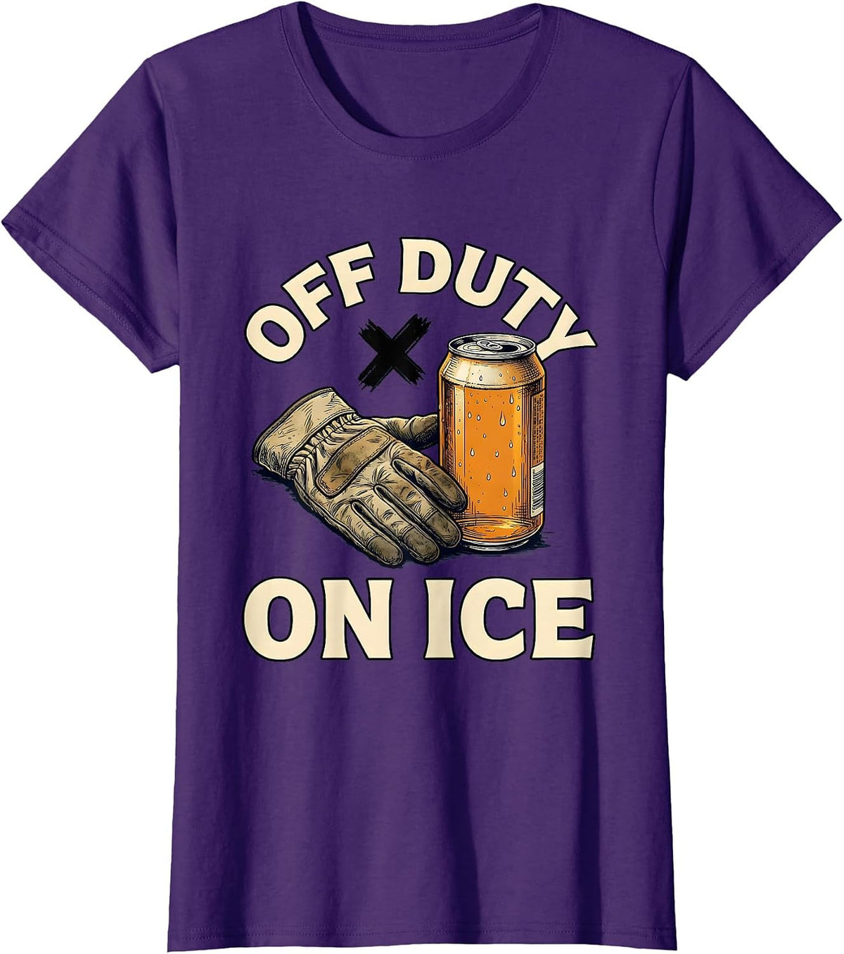 Women's Off Duty On Ice Funny Beer Lover Labor Day Cookout T-Shirt - Purple