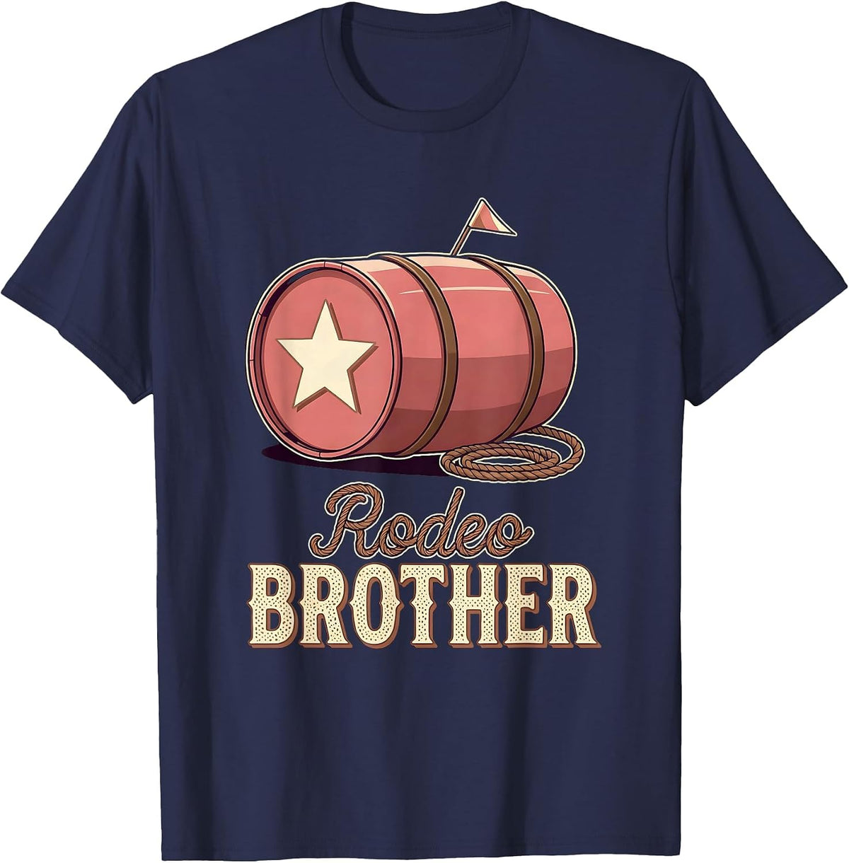 Rodeo Brother Whimsical Family Matching Cowgirl Birthday T-Shirt - Navy Blue