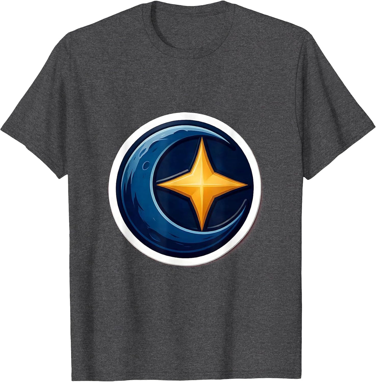 Men's Moon and Star Orbiting Couples Graphic Design T-Shirt - Dark Heather Grey